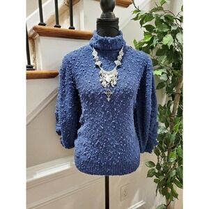 Vintage LeRoy Blue 100% Acrylic Turtleneck Long Sleeve Knit Wear Sweater